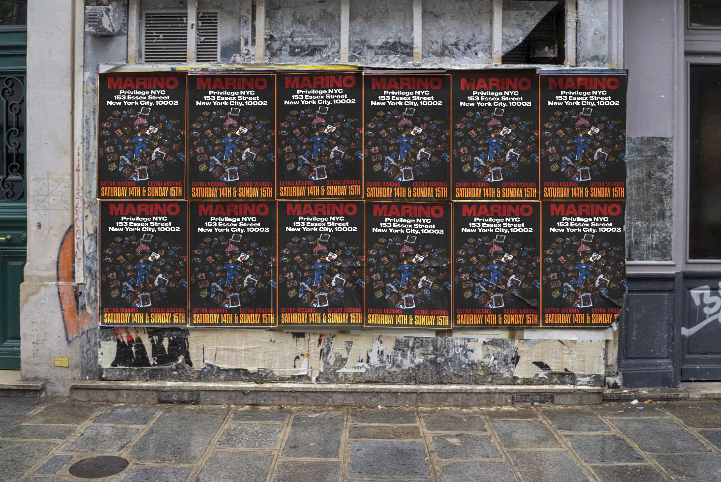 Wheatpasting NYC - wild posting campaign installation for Marino at Privilege nightclub