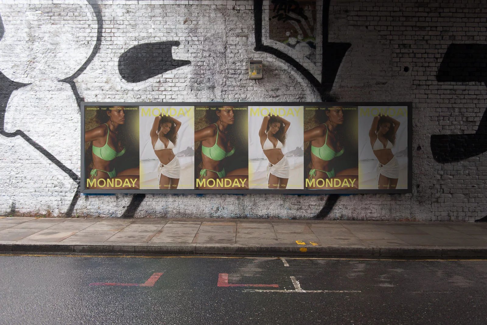 Wheatpasting NYC - wild posting campaign for Monday Swimwear