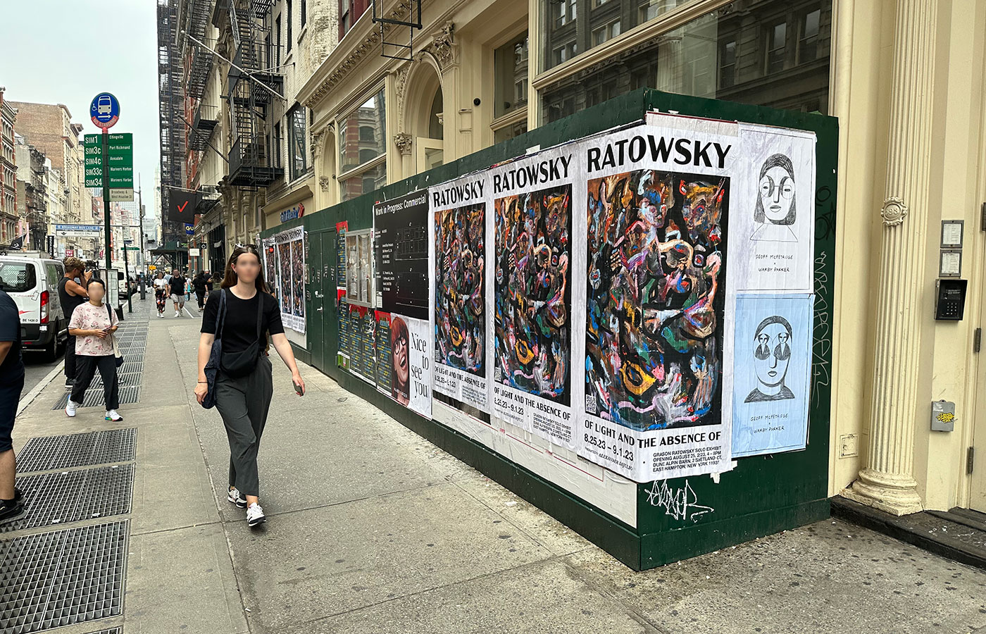 Wild posting NYC - street poster campaign for Grason Ratowsky exhibition